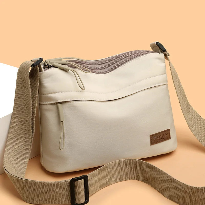 Bolso de hombro tipo bandolera de alta capacidad con 3 bolsillos principales para mujer