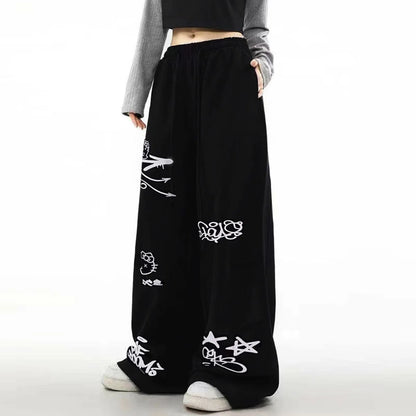 Pantalones deportivos de dopamina rosa roja para mujer, ajuste delgado y suelto, estilo perezoso, pierna ancha