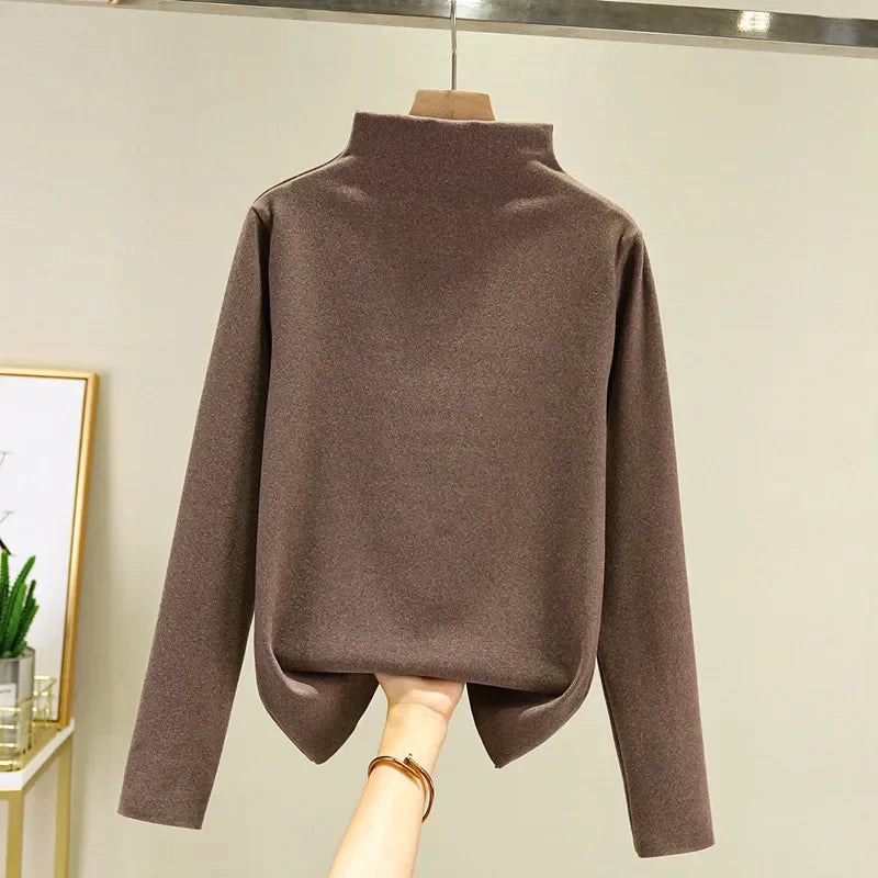 Camisa gruesa de manga larga con Base de forro polar de doble cara para mujer