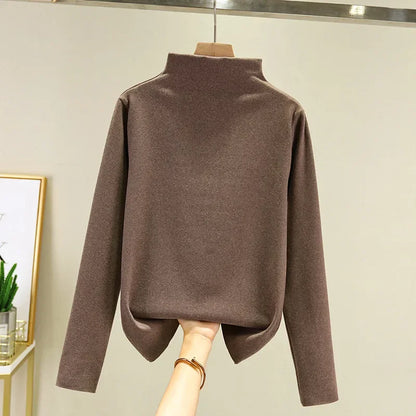 Camisa gruesa de manga larga con Base de forro polar de doble cara para mujer