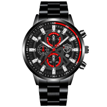 Juego de relojes para hombre, de acero inoxidable, de cuarzo, de lujo, para negocios y ocio.
