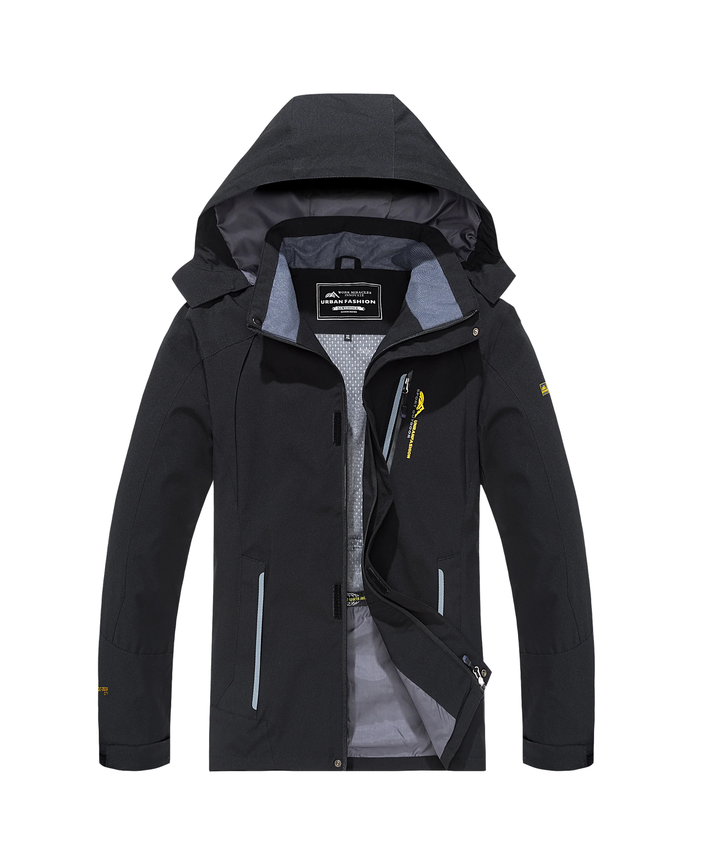 Chaqueta de senderismo impermeable para hombre, cortavientos a prueba de viento de gran tamaño