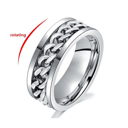 Titanium Steel Spinner Chain Rings for Men Women Anti Stress Anxiety Ring Couple Jewelry 8mm Corkscrew Shape Rings Multifunctional Gift 