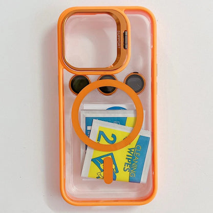 Funda magnética de lujo a prueba de golpes para iPhone 15, 14, 13, 12, 11, 16 Pro Max, 16 Plus, 16E, con soporte y protección de lente de cristal