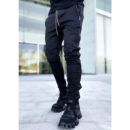 Pantalones Cargo de primavera y otoño para hombre, pantalones informales deportivos de pierna recta reflectantes