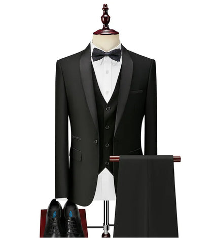 Conjunto de tres piezas para fiesta de boda, chaqueta masculina de talla grande, pantalones y chaleco, traje ajustado a la moda