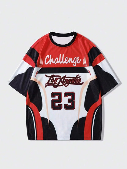 Camiseta Deportiva Casual Ligera y Transpirable con Estampado Digital