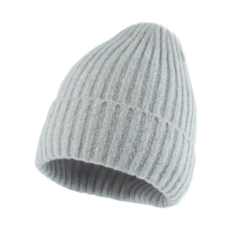 Gorro con puños de invierno para mujer, gorros elásticos de punto suaves y cálidos Unisex, gorro de esquí para exteriores, ropa de calle de moda