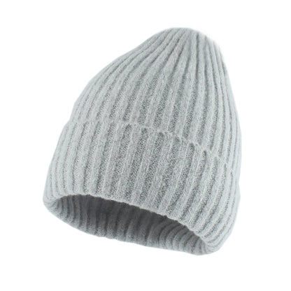 Gorro con puños de invierno para mujer, gorros elásticos de punto suaves y cálidos Unisex, gorro de esquí para exteriores, ropa de calle de moda