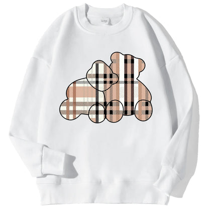 Sudaderas informales con estampado de oso de peluche para mujer, jersey suave de lana cómodo, con cuello redondo a la moda para mujer