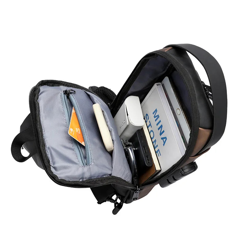 Men Multifunction Anti-theft USB Shoulder Bag Travel Crossbody Messenger Bags Chest Pack