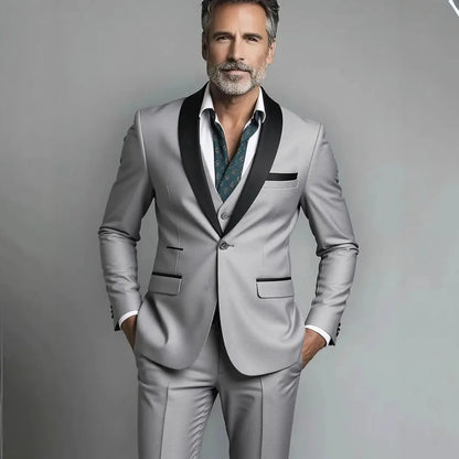 Conjunto de tres piezas para fiesta de boda, chaqueta masculina de talla grande, pantalones y chaleco, traje ajustado a la moda