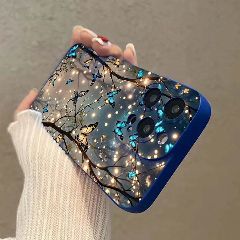 Fundas para iPhone 16, 15, 14, 13, 12, 11 Pro Max, X, XR, XS, con diseño de mariposa que brilla en la oscuridad