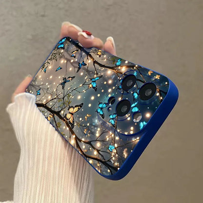 Fundas para iPhone 16, 15, 14, 13, 12, 11 Pro Max, X, XR, XS, con diseño de mariposa que brilla en la oscuridad
