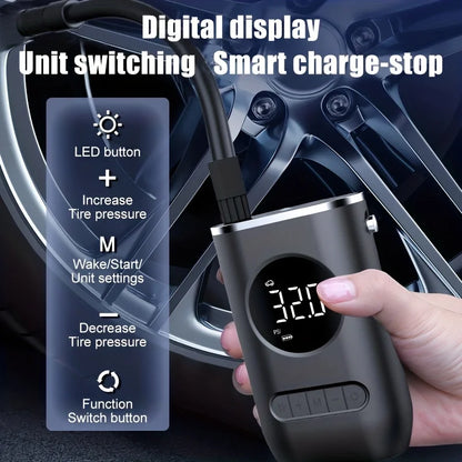 Inflador de neumáticos inalámbrico portátil, bomba de compresor de aire, Mini bomba de neumáticos eléctrica autopropulsada de mano