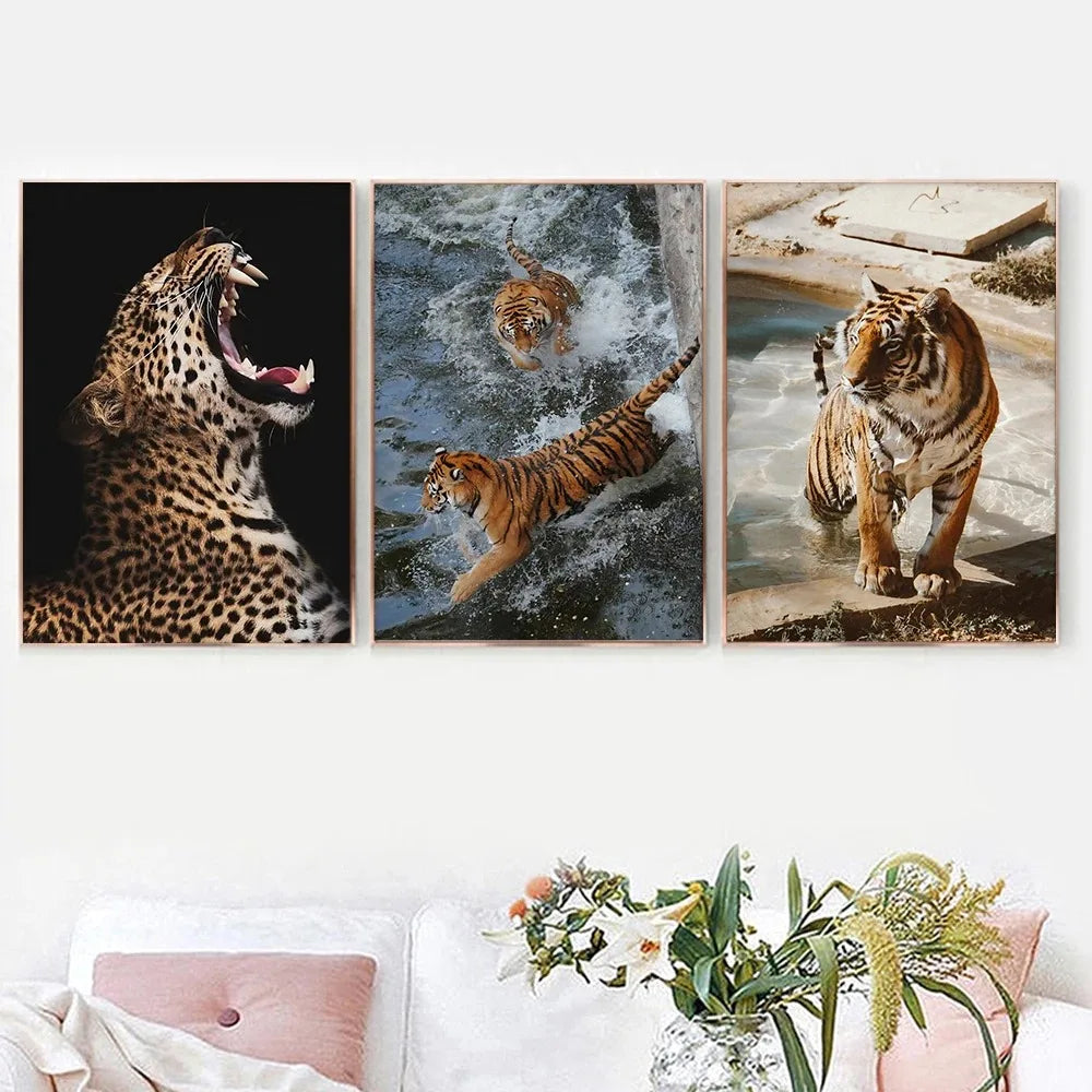 póster moderno de moda de lujo, leopardo, Tigre, perro, imagen artística nórdica, decoración del hogar