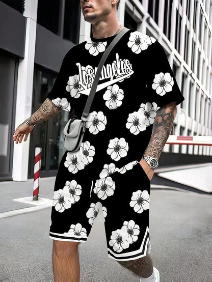 Pantalones de playa de verano, pantalones cortos casuales con estampado, conjunto para adultos para vacaciones al aire libre para hombres