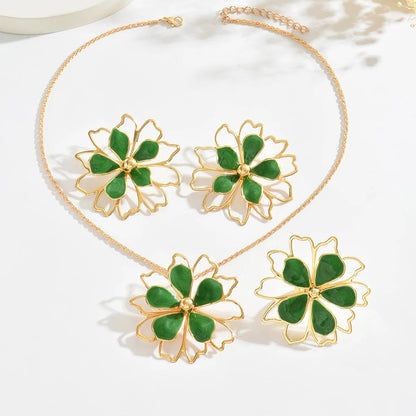 Pendientes de flores esmaltados huecos coloridos a la moda