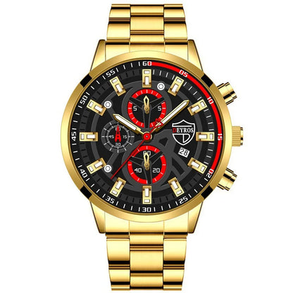 Juego de relojes para hombre, de acero inoxidable, de cuarzo, de lujo, para negocios y ocio.