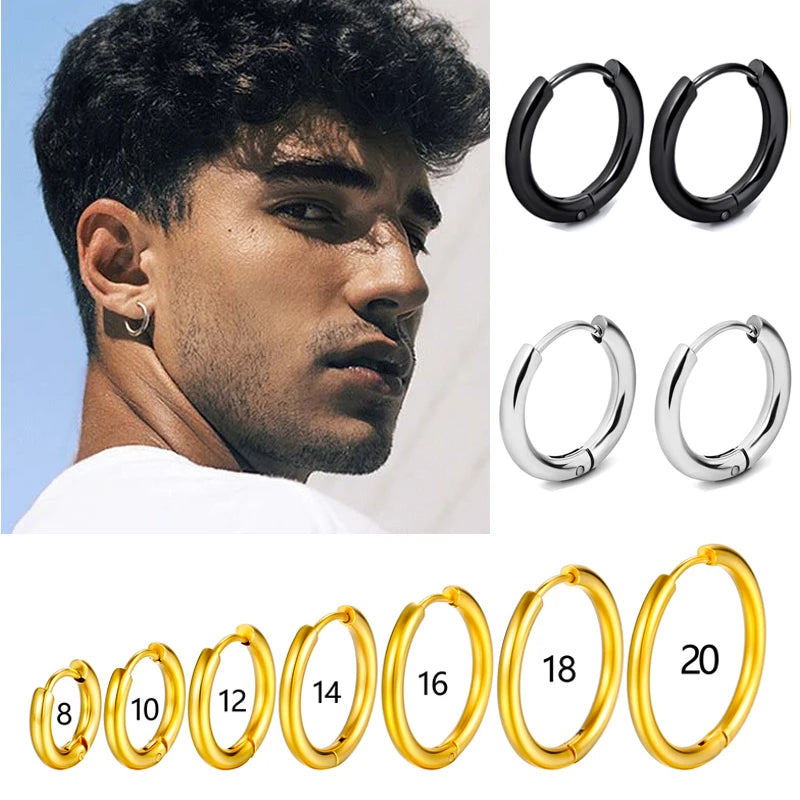 1 paire de boucles d'oreilles créoles en acier inoxydable pour femmes et hommes, petites boucles d'oreilles couleur or pour filles, bijoux pour femmes, boucles d'oreilles pour piercing au cartilage