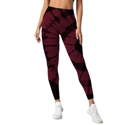 Mallas teñidas sin costuras para mujer, pantalones de punto ajustados, Fitness, Yoga, entrenamiento, correr, cintura alta elástica, levantamiento de cadera, medias deportivas de moda