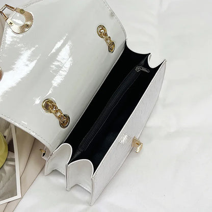 Bolsos de hombro con estampado de cocodrilo para mujer, bolsos de moda con cadenas cuadradas, bolsos cruzados de piel sintética para mujer