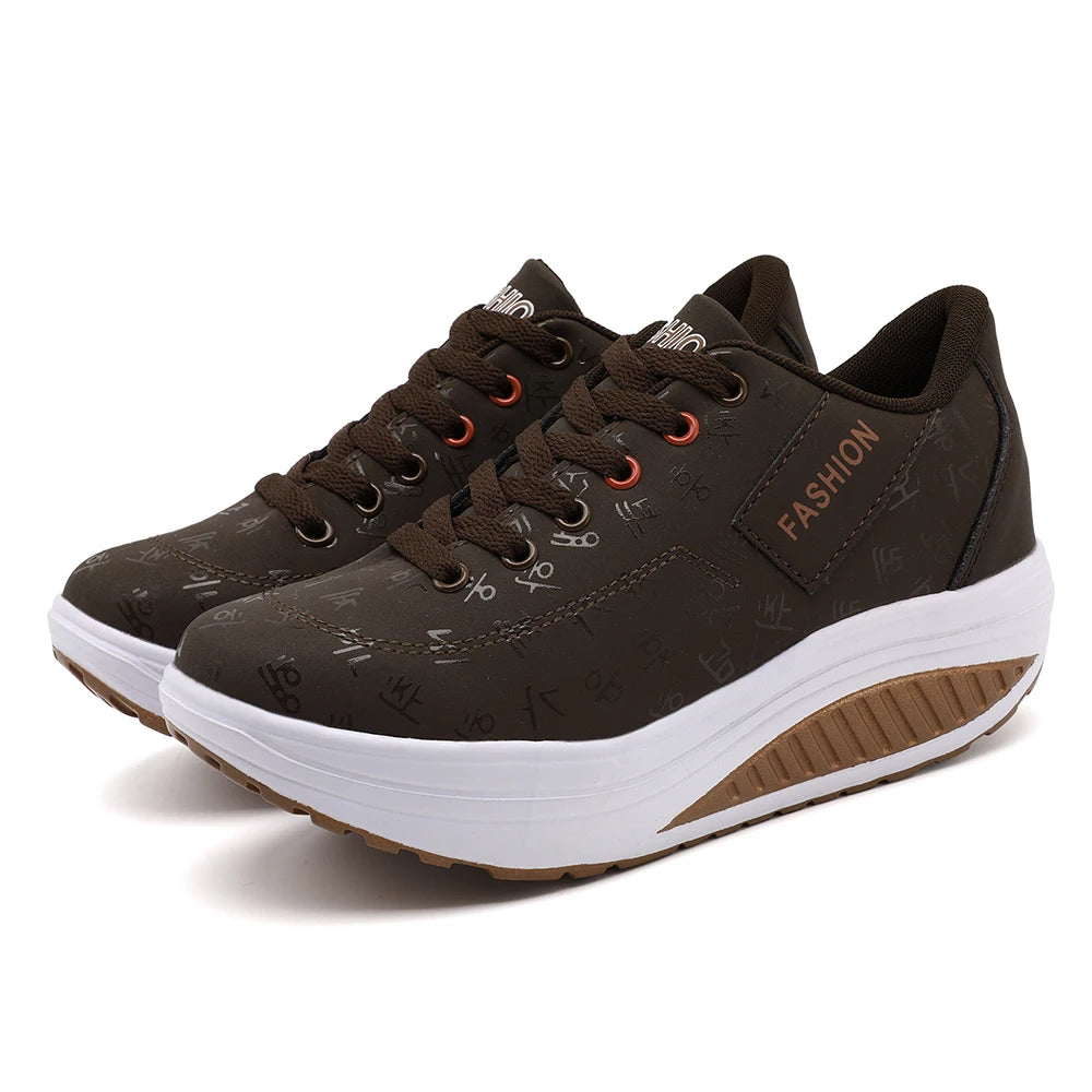 Zapatos deportivos informales para mujer, zapatillas transpirables y cómodas con Tacón de Cuña y suela gruesa