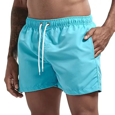 Bañador corto para hombre, de secado rápido, transpirable, con cordón.