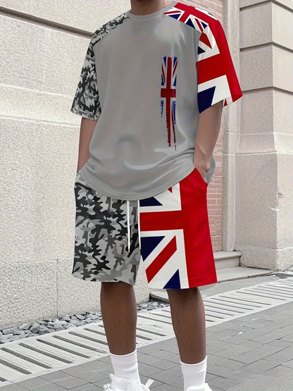 Conjunto de Verano para Hombre, Manga Corta con Estampado