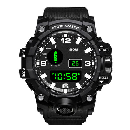 Reloj de pulsera electrónico deportivo de moda para hombre, esfera grande, multifuncional, resistente al agua, luminoso, alarma.