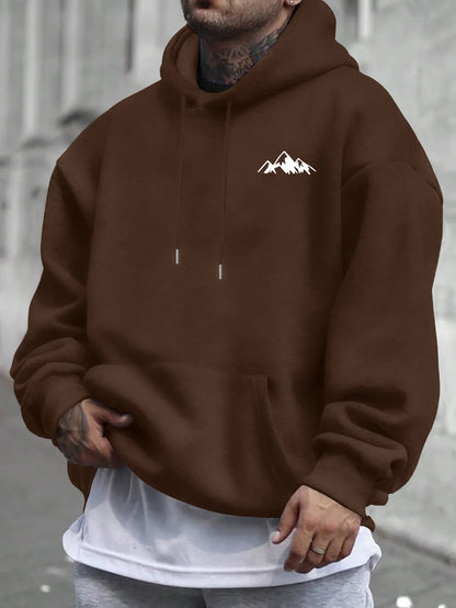 Sudadera con capucha rosa informal para hombre con forro polar, elegante gráfico, manga larga, ajuste regular, ropa informal, sudadera con capucha de mezcla frontal