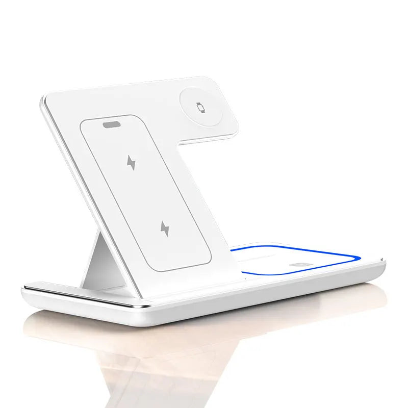 Cargador inalámbrico rápido LED de 30 W, estación de carga plegable 3 en 1 para iPhone 15, 14, 13, 12, 11, Apple Watch 9, 8, 7, 6, 5 y Airpods Pro