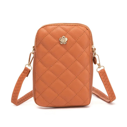 Bolso de hombro con bordado  para mujer, sencillo y portátil, para teléfono, monedero de moda para niñas, bolso de mensajero de color liso de diseñador para mujer