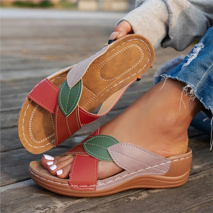 Sandalias de verano, zapatos transpirables para caminar para mujer, zapatos sin cordones para mujer, sandalias de cuña, calzado Retro para mujer, zapatilla