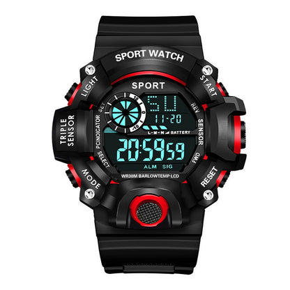 Reloj de pulsera electrónico deportivo de moda para hombre, esfera grande, multifuncional, resistente al agua, luminoso, alarma.