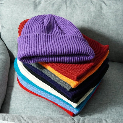 Gorros de punto cálidos de Color sólido Unisex para mujeres y hombres invierno otoño al aire libre mantener