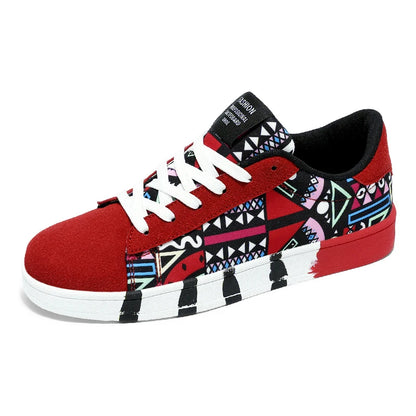 Zapatos vulcanizados rojos de alta calidad para hombre, zapatillas informales Unisex, zapatillas planas con grafiti a la moda de 46 tamaños, zapatos de Skateboard para hombre