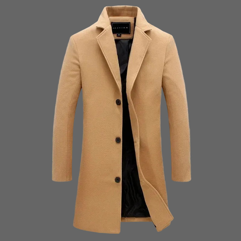nuevo abrigo largo de algodón nueva mezcla de lana Color puro Casual moda de negocios ropa de hombre chaqueta cortavientos delgada