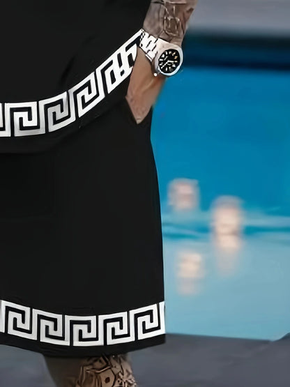 Verano nuevo traje de hombre estampado conjunto de mangas cortas y pantalones cortos para hombre Camiseta casual de verano para uso diario para hombre
