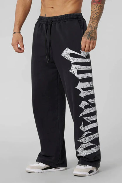 Nuevos pantalones de chándal de moda para jóvenes americanos, pantalones casuales de pierna ancha con estampado de rizo de algodón para correr de anime, pantalones de calle