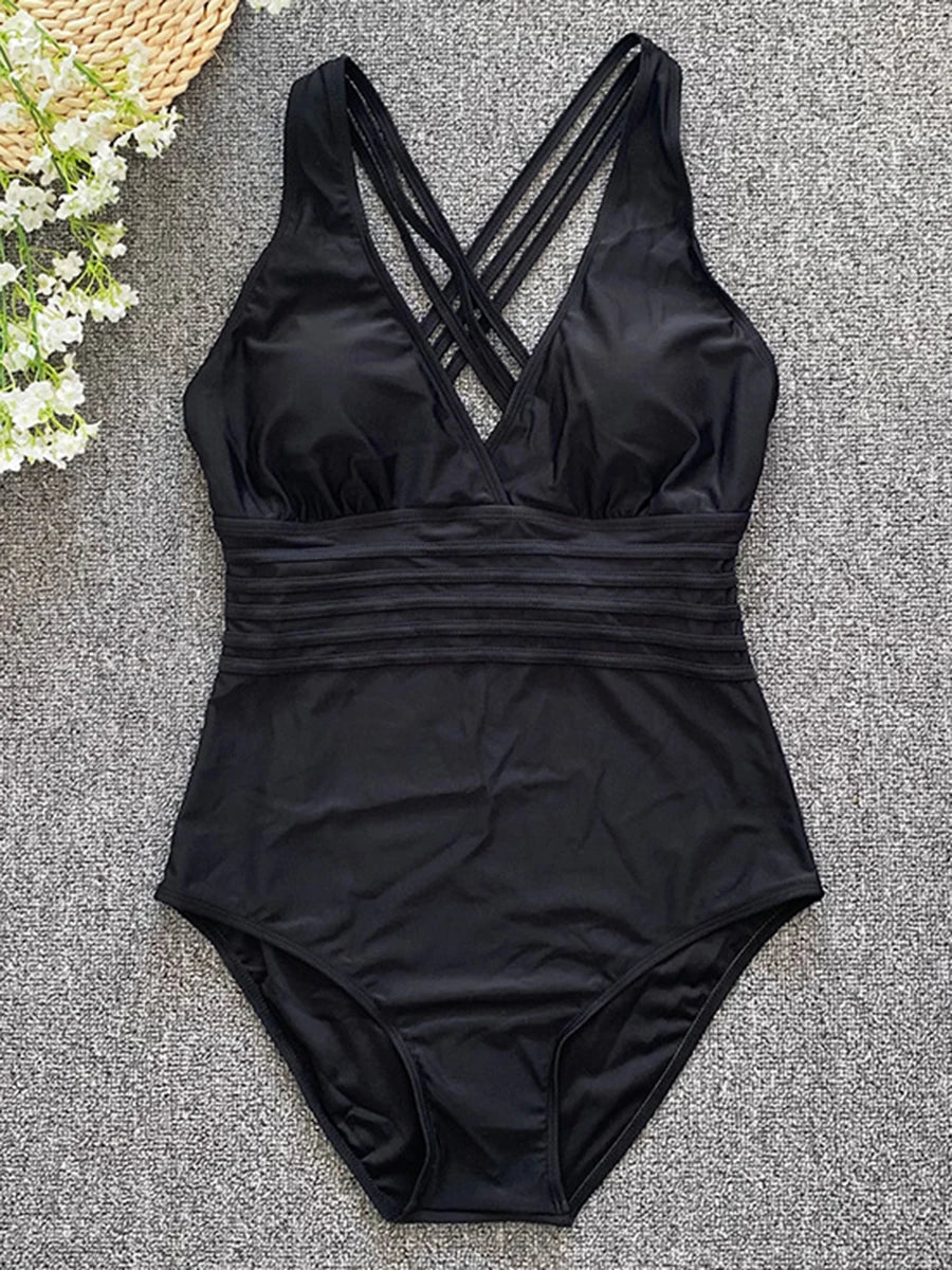 Traje de baño de una pieza con cuello en V para mujer, bañador vintage sexy de leopardo, traje de baño para mujer, traje de baño para playa, 2025