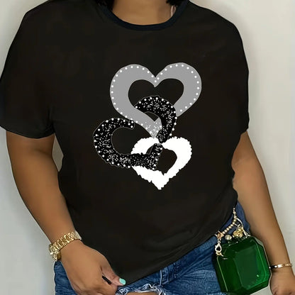 Camiseta holgada de manga corta con cuello redondo informal de gran tamaño con estampado de dibujos animados para mujer de verano