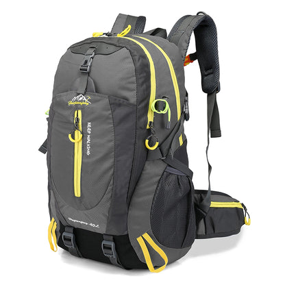 Mochila de viaje resistente al agua de 40L, mochila para acampar, senderismo, portátil, senderismo, escalada, bolsas traseras para hombres y mujeres