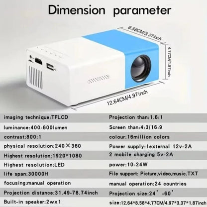 Mini proyector de películas portátil YG300 adecuado para acampar al aire libre/proyectores de cine en casa con 30000 horas de larga duración