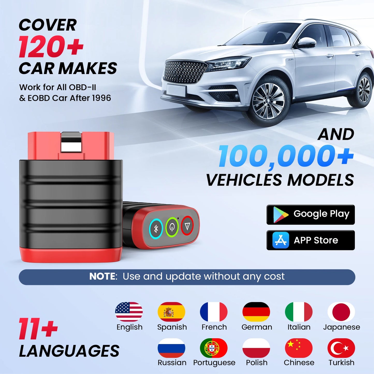 THINKCAR THINKDIAG Mini OBD2 Escáner Bluetooth para todos los autos Diagnóstico completo del sistema Herramienta de diagnóstico automático gratuita de por vida Lectura/borrado de errores