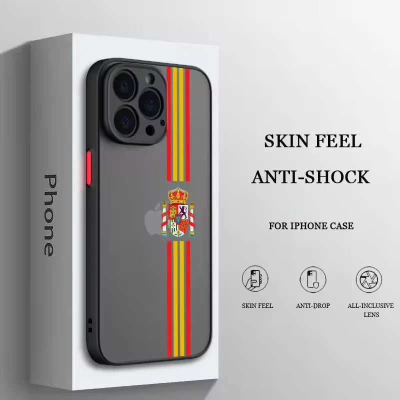 Funda mate transparente con emblema nacional de la bandera española para iPhone 16, 15, 14, 13, 12, 11 Pro, XR, XS Max, 7, 8 Plus, suave, Y2K