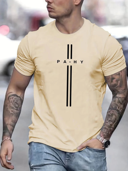 Camiseta de manga corta para hombre, cuello redondo, estampado de letras, cómoda, informal, de verano, talla holgada.
