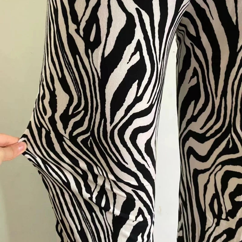 Pantalones anchos con estampado de cebra de verano 2024, pantalones Y2K sexis de cintura alta para mujer, nueva moda informal a rayas para mujer, ropa de calle 16395