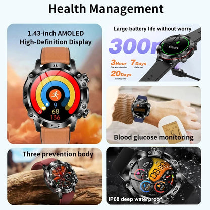Reloj inteligente con diagnóstico médico de IA 2024, llamadas Bluetooth, monitor de glucosa en sangre, lípidos, ácido úrico, VFC, ECG, para hombres y mujeres