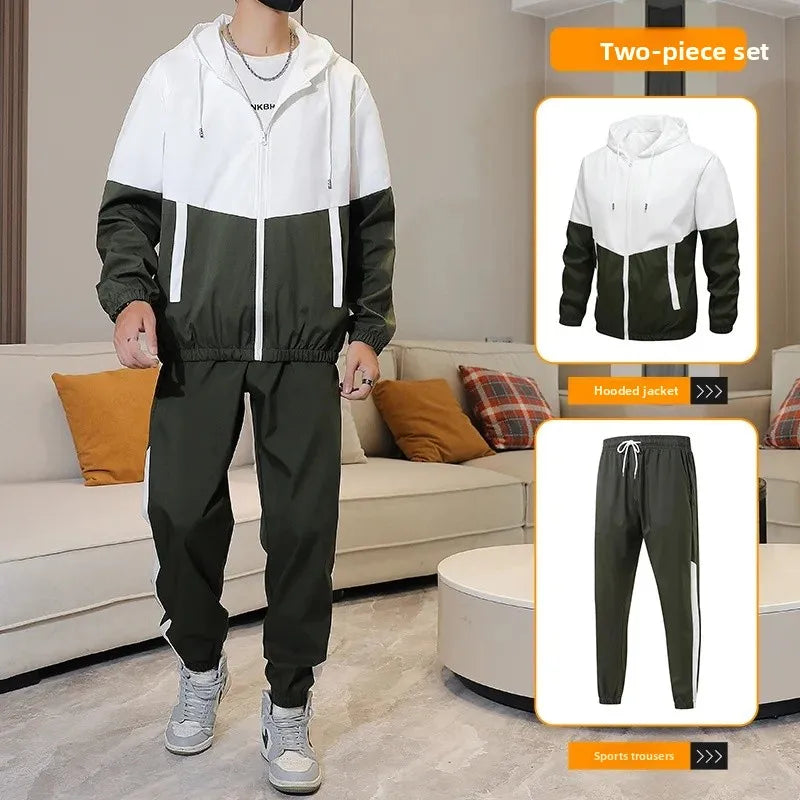 Conjunto informal de dos piezas para hombre, chaqueta deportiva de primavera